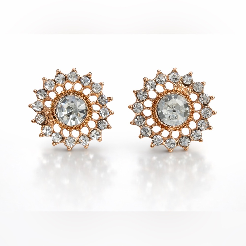 Vintage-Inspired Crystal Sunburst Stud Earrings